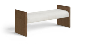 Meridian Furniture Hickory Upholstered Bench with Wood Frame and Woven Textile for Bedroom or Entryway Decor Cream B 22022Cream
