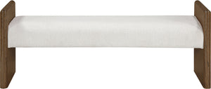Meridian Furniture Hickory Upholstered Bench with Wood Frame and Woven Textile for Bedroom or Entryway Decor Cream B 22022Cream