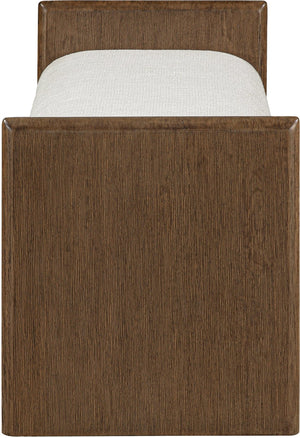 Meridian Furniture Hickory Upholstered Bench with Wood Frame and Woven Textile for Bedroom or Entryway Decor Cream B 22022Cream
