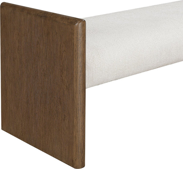 Meridian Furniture Hickory Upholstered Bench with Wood Frame and Woven Textile for Bedroom or Entryway Decor Cream B 22022Cream