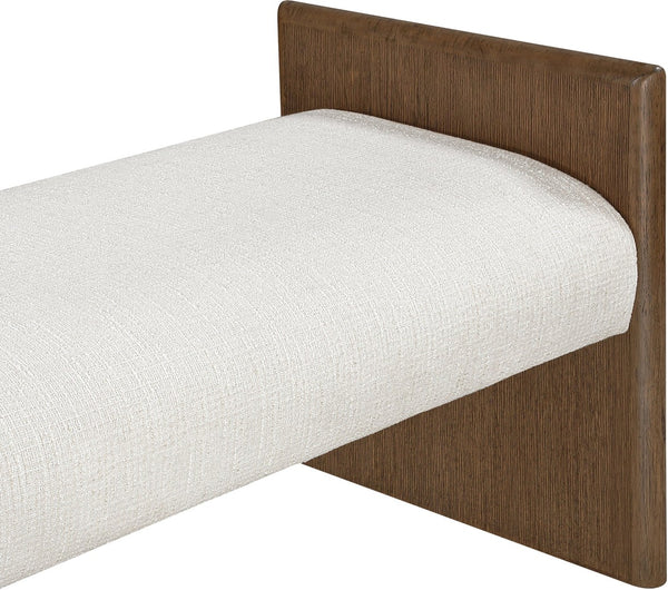 Meridian Furniture Hickory Upholstered Bench with Wood Frame and Woven Textile for Bedroom or Entryway Decor Cream B 22022Cream