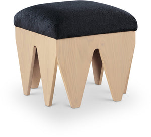 Meridian Furniture Altair Art Deco Velour Fur Upholstered Bench with Oak Veneer Geometric Base 22023Black