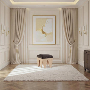 Meridian Furniture Altair Art Deco Velour Fur Upholstered Bench with Angular Oak Veneer Legs 22023Brown