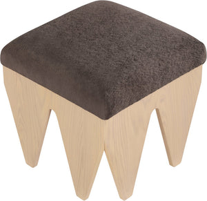 Meridian Furniture Altair Art Deco Velour Fur Upholstered Bench with Angular Oak Veneer Legs 22023Brown