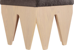 Meridian Furniture Altair Art Deco Velour Fur Upholstered Bench with Angular Oak Veneer Legs 22023Brown
