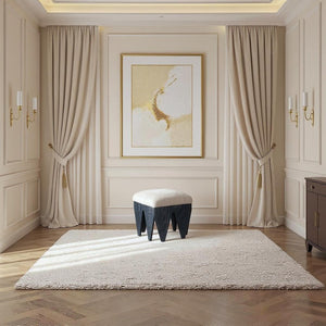 Meridian Furniture Altair Art Deco Velour Fur Upholstered Accent Bench with Angular Oak Veneer Base 22024Beige