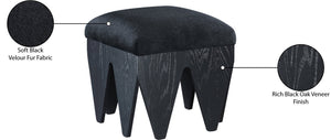 Meridian Furniture Altair Art Deco Velour Upholstered Accent Bench with Angular Oak Veneer Legs 22024Black