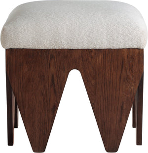 Meridian Furniture Altair Art Deco Velour Fur Upholstered Bench with Sculptural Oak Walnut Base 22025Beige