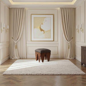Meridian Furniture Altair Velour Fur Upholstered Accent Bench with Art Deco Oak Veneer Angular Base 22025Brown