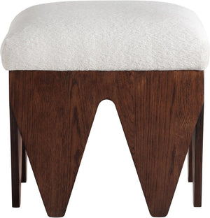Meridian Furniture Altair Velour Fur Upholstered Accent Bench with Art Deco Walnut Base for Bedroom 22025Cream