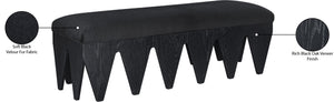 Meridian Furniture Altair Plush Velour Fur Upholstered Bench with Angular Oak Legs Art Deco Accent 22027Black