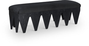 Meridian Furniture Altair Plush Velour Fur Upholstered Bench with Angular Oak Legs Art Deco Accent 22027Black