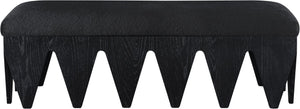 Meridian Furniture Altair Plush Velour Fur Upholstered Bench with Angular Oak Legs Art Deco Accent 22027Black