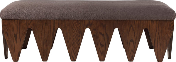 Meridian Furniture Altair Art Deco Upholstered Bench Plush Velour Fur Seat with Angular Walnut Legs 22028Brown