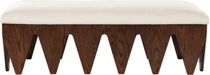 Meridian Furniture Altair Plush Velour Fur Upholstered Bench with Walnut Base Art Deco Bedroom 22028Cream