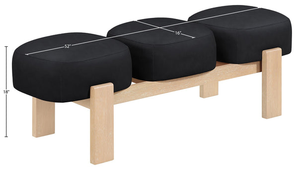 Meridian Furniture Woodcrest Vegan Leather Upholstered Bench with Wood Frame for Bedroom or Entryway Black 22029Black