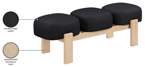 Meridian Furniture Woodcrest Vegan Leather Upholstered Bench with Wood Frame for Bedroom or Entryway Black 22029Black