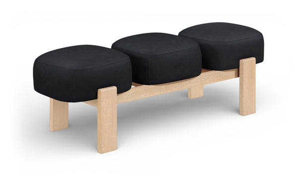 Meridian Furniture Woodcrest Vegan Leather Upholstered Bench with Wood Frame for Bedroom or Entryway Black 22029Black