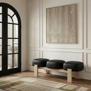 Meridian Furniture Woodcrest Vegan Leather Upholstered Bench with Wood Frame for Bedroom or Entryway Black 22029Black