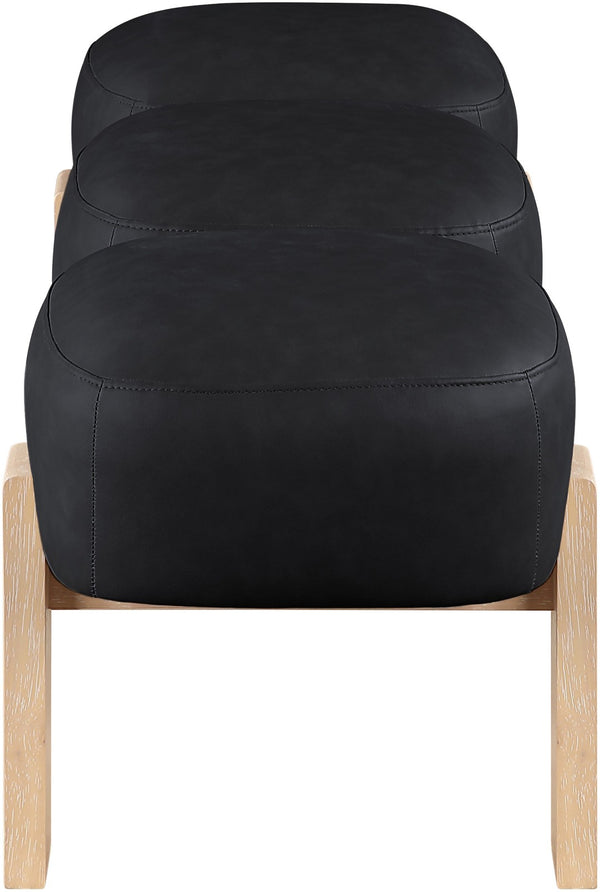 Meridian Furniture Woodcrest Vegan Leather Upholstered Bench with Wood Frame for Bedroom or Entryway Black 22029Black