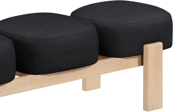 Meridian Furniture Woodcrest Vegan Leather Upholstered Bench with Wood Frame for Bedroom or Entryway Black 22029Black