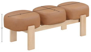 Meridian Furniture Woodcrest Vegan Leather Upholstered Bench with Wood Frame for Bedroom or Entryway Cognac - A 22029Cognac