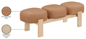 Meridian Furniture Woodcrest Vegan Leather Upholstered Bench with Wood Frame for Bedroom or Entryway Cognac - A 22029Cognac