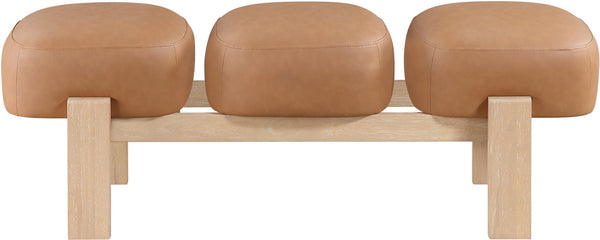 Meridian Furniture Woodcrest Vegan Leather Upholstered Bench with Wood Frame for Bedroom or Entryway Cognac - A 22029Cognac