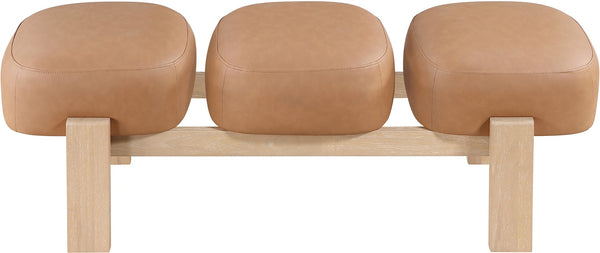 Meridian Furniture Woodcrest Vegan Leather Upholstered Bench with Wood Frame for Bedroom or Entryway Cognac - A 22029Cognac