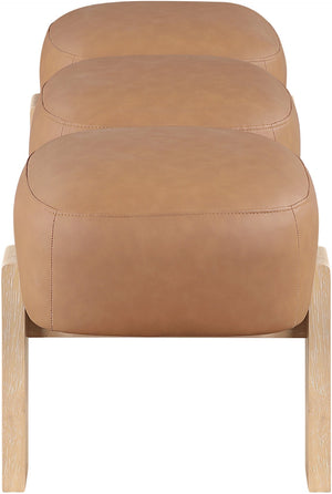 Meridian Furniture Woodcrest Vegan Leather Upholstered Bench with Wood Frame for Bedroom or Entryway Cognac - A 22029Cognac