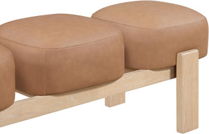 Meridian Furniture Woodcrest Vegan Leather Upholstered Bench with Wood Frame for Bedroom or Entryway Cognac - A 22029Cognac