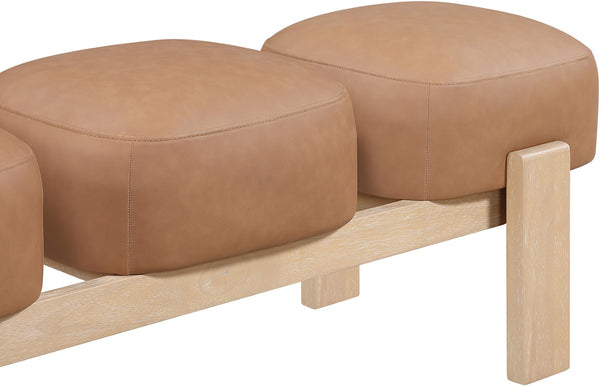 Meridian Furniture Woodcrest Vegan Leather Upholstered Bench with Wood Frame for Bedroom or Entryway Cognac - A 22029Cognac