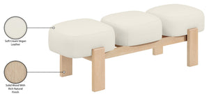 Meridian Furniture Woodcrest Vegan Leather Upholstered Bench with Wood Frame for Bedroom or Entryway Cream - A 22029Cream