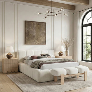 Meridian Furniture Woodcrest Vegan Leather Upholstered Bench with Wood Frame for Bedroom or Entryway Cream - A 22029Cream