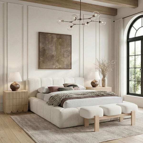 Meridian Furniture Woodcrest Vegan Leather Upholstered Bench with Wood Frame for Bedroom or Entryway Cream - A 22029Cream