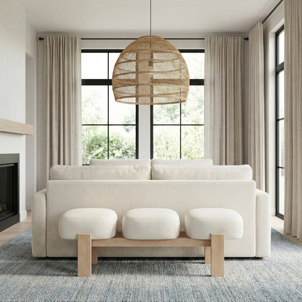 Meridian Furniture Woodcrest Vegan Leather Upholstered Bench with Wood Frame for Bedroom or Entryway Cream - A 22029Cream