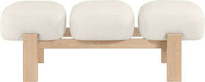 Meridian Furniture Woodcrest Vegan Leather Upholstered Bench with Wood Frame for Bedroom or Entryway Cream - A 22029Cream