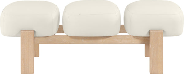 Meridian Furniture Woodcrest Vegan Leather Upholstered Bench with Wood Frame for Bedroom or Entryway Cream - A 22029Cream