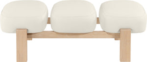 Meridian Furniture Woodcrest Vegan Leather Upholstered Bench with Wood Frame for Bedroom or Entryway Cream - A 22029Cream