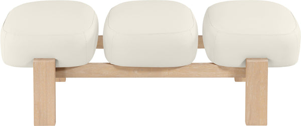 Meridian Furniture Woodcrest Vegan Leather Upholstered Bench with Wood Frame for Bedroom or Entryway Cream - A 22029Cream