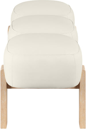 Meridian Furniture Woodcrest Vegan Leather Upholstered Bench with Wood Frame for Bedroom or Entryway Cream - A 22029Cream