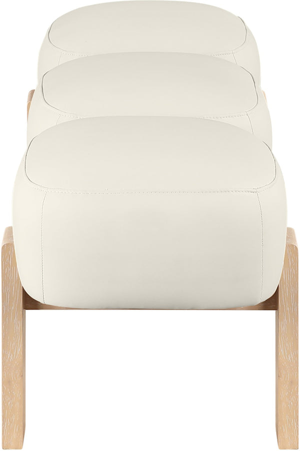 Meridian Furniture Woodcrest Vegan Leather Upholstered Bench with Wood Frame for Bedroom or Entryway Cream - A 22029Cream