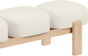 Meridian Furniture Woodcrest Vegan Leather Upholstered Bench with Wood Frame for Bedroom or Entryway Cream - A 22029Cream