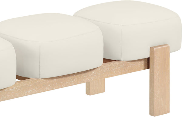 Meridian Furniture Woodcrest Vegan Leather Upholstered Bench with Wood Frame for Bedroom or Entryway Cream - A 22029Cream