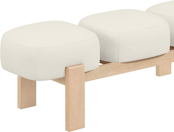 Meridian Furniture Woodcrest Vegan Leather Upholstered Bench with Wood Frame for Bedroom or Entryway Cream - A 22029Cream