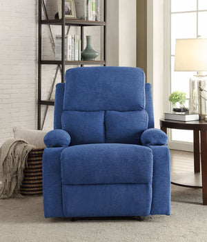 English Elm Rosia Blue Velvet Motion Recliner with Cup Holders, Pocket Coil Seat, Smooth Latch Recline B2726P271757