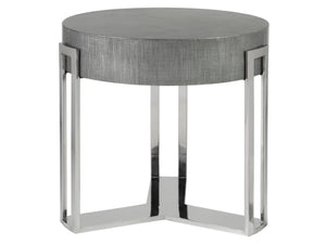 Lexington Artistica Home Iridium Contemporary Round End Table - Hand-painted Beech & Maple Design With Polished Stainless Steel Base Gray Wood 2203-953