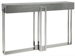 Lexington Artistica Home Iridium Console - Hand-painted Contemporary Design With Unique Slab Top And Polished Sled Base Gray Wood 2203-966