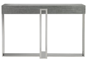 Lexington Artistica Home Iridium Console - Hand-painted Contemporary Design With Unique Slab Top And Polished Sled Base Gray Wood 2203-966