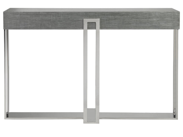 Lexington Artistica Home Iridium Console - Hand-painted Contemporary Design With Unique Slab Top And Polished Sled Base Gray Wood 2203-966